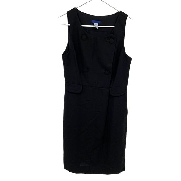 J Crew 100% Wool Black Double Breasted Trench Dress Size 6 Dark Academia - Picture 1 of 6
